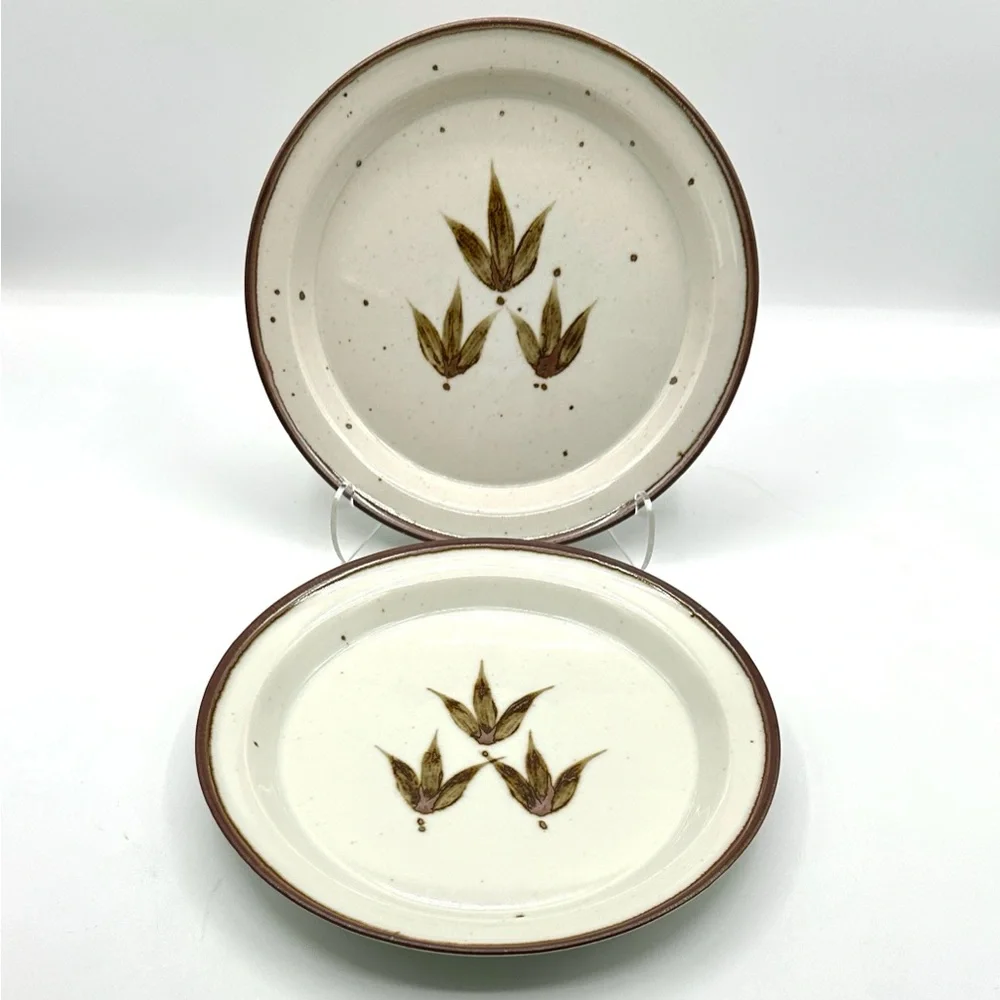 LAST ONES! 2 Dansk Salad Plates Brown Mist Whisper pattern. Vintage 80s - Picture 1 of 8